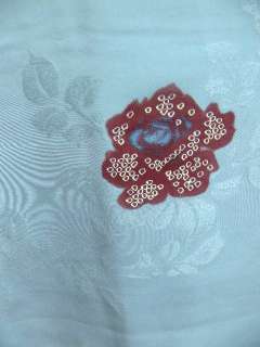 Gyraish Blue Silk Haori w/Dyed & Woven Rose H785  
