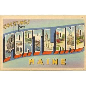   Postcard Large Letter Greetings from Portland Maine 