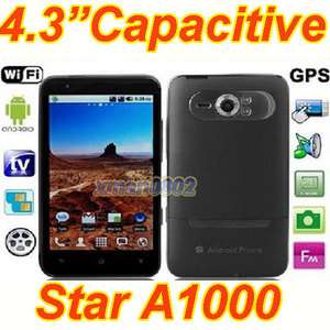 New GSM Unlocked 4.3 Dual Sim Android Free TV WIFI A GPS A1000 Phone 
