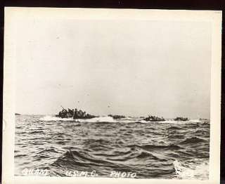 1944 Guam Marine Amtracks Heading to Beach USMC Photo  