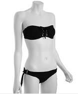 OndadeMar black nylon lace up bandeau bikini style# 318252001