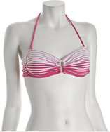 BCBGMAXAZRIA fuchsia striped bandeau halter bikini top style 