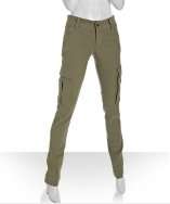   green cotton linen distressed skinny cargo pants style# 313881901