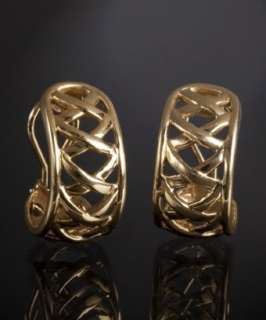 Tiffany & Co. Paloma Picasso gold X cutout j hoop earrings  BLUEFLY 