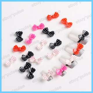   Colorful 3D Acrylic Bow Tie Beads Slices Nail Art Tips DIY Decorations