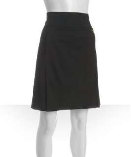 Gucci black wool chain detail flared skirt  