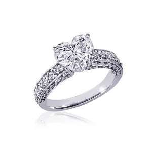  1.30 Ct Heart Shaped Diamond Vintage Engagement Ring Pave 
