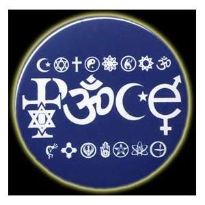  Peace Spelled with Religious Symbols Pinback Button 