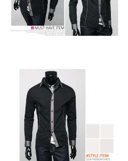 New Mens Luxury Slim Dress Shirts 3 Colors Sz M L XL  
