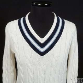 NWT $225 Polo Ralph Lauren Cable V neck Cricket Sweater  