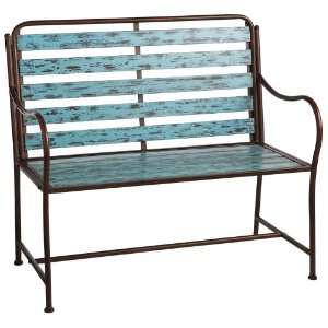    Midwest CBK Distressed Turquoise Slatted Bench