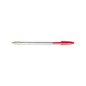  Cristal Ballpoint Stick Pen, Red Ink, Medium, Dozen: Home 