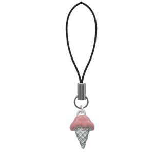  2 D Strawberry Ice Cream Cone   Cell Phone Charm [Jewelry 
