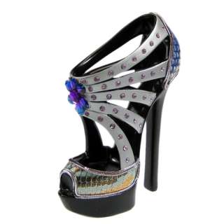   Heel Brush Holder Shoe Platform Lavender Silver Jeweled NIB  