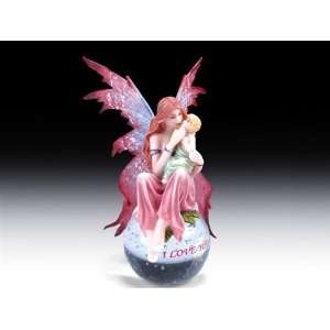  I LOVE YOU MOM FAIRY w/ Baby Glass Ball Paperweight NEW 