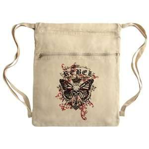  Messenger Bag Sack Pack Khaki Rebel Butterfly Skull Goth 