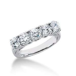  1.5 Ct Diamond Wedding Band Ring Round Prong 14k White 