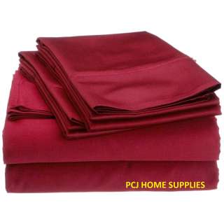 SINGLE BED CLARET RED PERCALE FITTED SHEET  