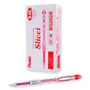 Pentel Arts Slicci 0.25 mm Extra Fine Gel Pen, Red Ink, Box of 12 