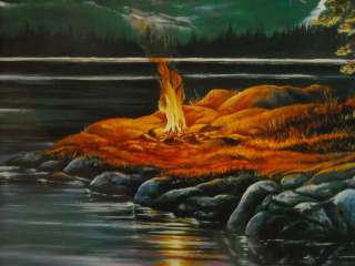 Print of Painting by Jim Collins mountain lake evening  