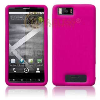 HOT PINK SILICONE SKIN CASE FOR MOTOROLA DROID X2  