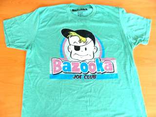 Bazooka Joe Club Chewing Gum Logo Green Tee Shirt Medium NEW  