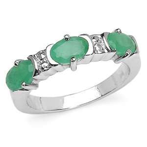  1.35 Carat Genuine Emerald Sterling Silver Ring: Jewelry