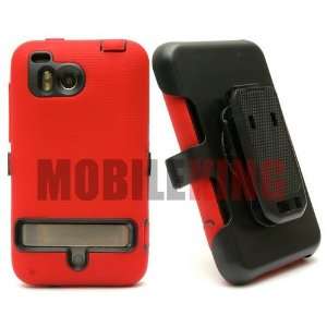 MOBILE KING) Dual Ultra Rugged Protector Case ¡V Red Silicone Cover 