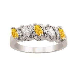  Citrine S Curve Diamond and Birthstone Ring Jewelry