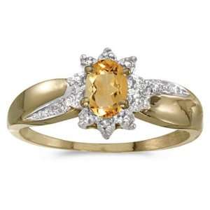   Yellow gold November Birthstone Oval Citrine And Diamond Ring: Jewelry