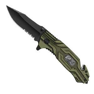  Shelter 8 Black Folding Knife with Clip   Surgical Steel 