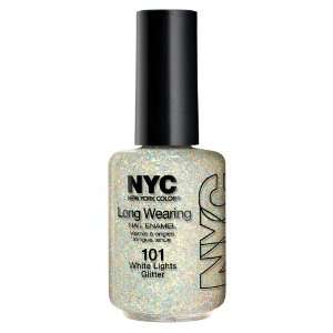 New York Color Long Wearing Nail Enamel, White Lights Glitter, 0.45 