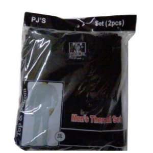  PJ Mens Thermal Set  Top and Bottom   Black 4X  Case Pack 