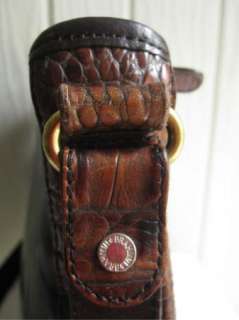 Brahmin Classic Black Leather w/ Brown Croc Trim Satchel Tote Bag 
