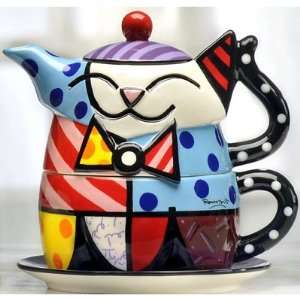  Tea For One, Cat Teapot Romero Britto: Home & Kitchen