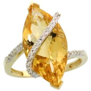   Marquise Cut (20x10mm) Citrine Stone, 7/8 (22mm) wide, size 5.5