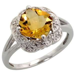   63 Carats 8mm Cushion Cut Citrine Stone, 7/16 in. (11mm) wide, size 6