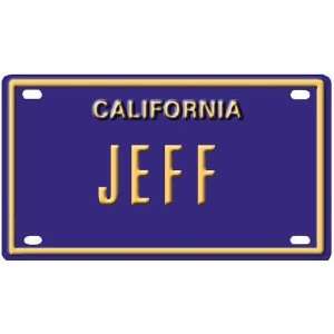    Jeff Mini Personalized California License Plate 