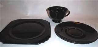 Pc Black Amethyst Glass Dessert Set Cup Saucer Plate  
