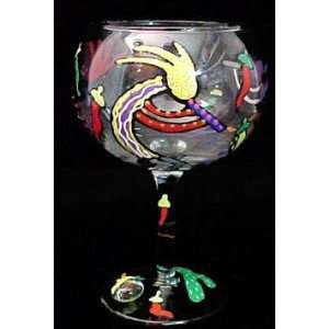  Chilies & Kokopelli Design   Hand Painted   Goblet   12.5 