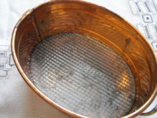Vintage Solid Copper & Brass Oval Basket Planter Vase  