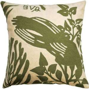  Natura Dark Olive Green Cotton Duck Crewel Pillow (20X20 