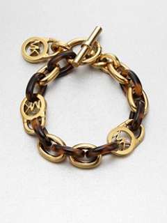 Michael Kors   Tortoise Pattern Logo Lock Chain Link Bracelet
