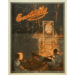  1920 Ad Gold Medal Flour Washburn Crosby Fireworks Boat 