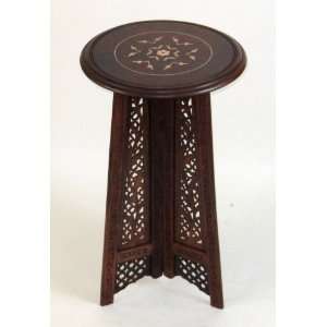  HANDCRAFTED HARDWOOD INLAID 3 LEGGED TABLE !!: Home & Kitchen