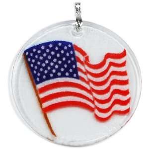   Peggy Karr Handmade Art Glass Ornament, American Flag: Home & Kitchen