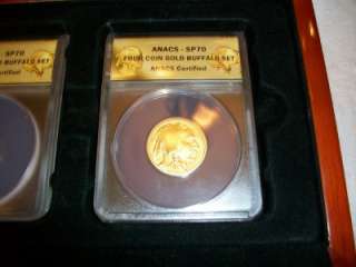 2008 W Buffalo 4 Coin Gold Set SP70 ANACS Certified  