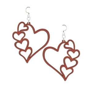  Red Multi Heart Wood Earrings Green Tree Jewelry Jewelry