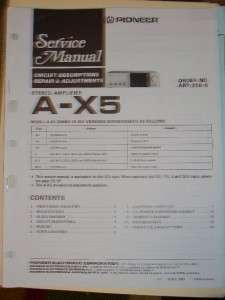 Pioneer Service Manual~A X5 Stereo Amplifier Amp  
