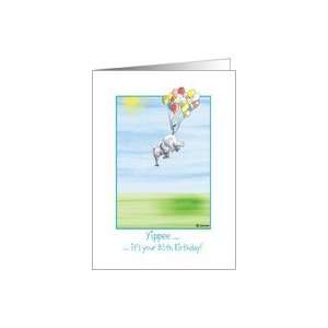   85h Birthday, cute Elephant flying with balloons Card Toys & Games